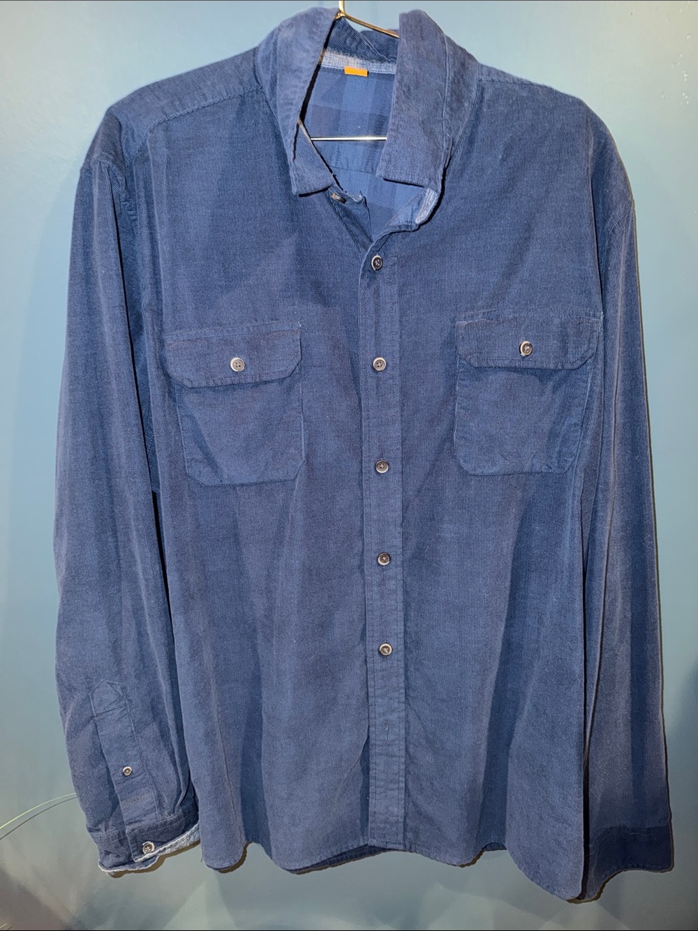 Tailor Vintage Blue Corduroy Button-Down Workshirt | 100% Cotton